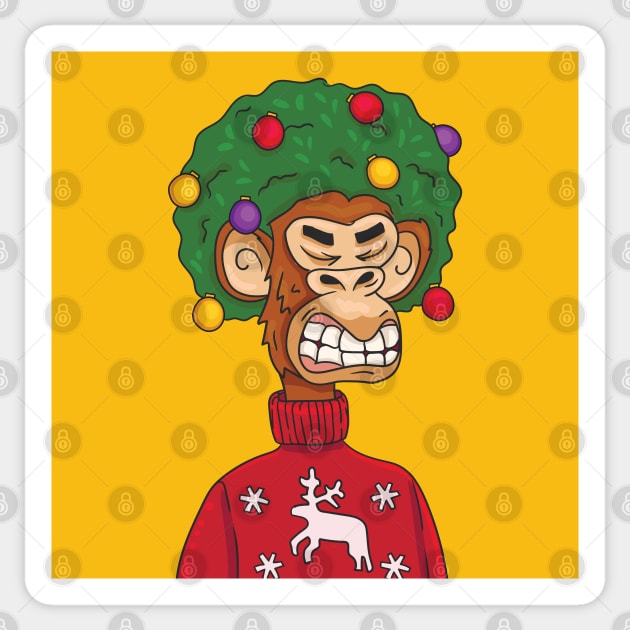 Christmas funny ugly sweat shirt with a nft crypto monkey Sticker by RedCrunch